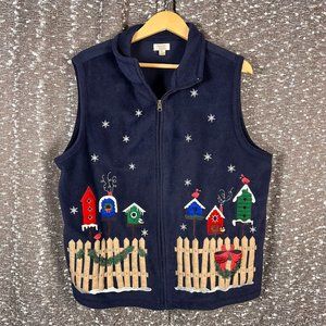 Baxter & Wells Holiday Christmas Birds Birdhouse‎ Sweater Vest